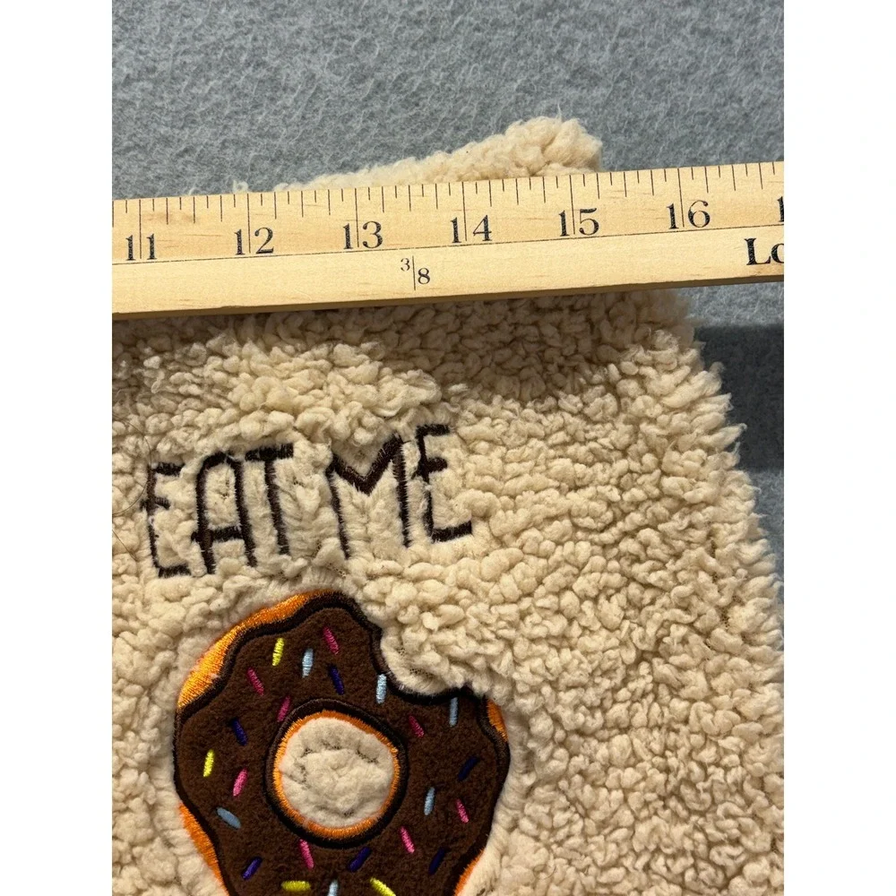 Un-bear-ably Cute Sherpa Lounge Shorts Beige Eat Me Baby Donut Pom Pom Medium